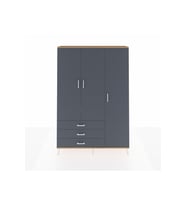 Arges Gardrop 6 Raflı 3 Çekmeceli Tek Askılı 132x30x195 Çam-Antrasit