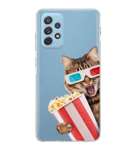 PrintiFy Samsung Galaxy A72 ile Uyumlu Kedi 1 Kamera Korumalı Şeffaf Kılıf