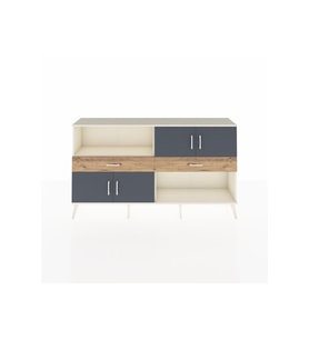 Arges Konsol 3 Raflı 2 Çekmeceli 4 Kapaklı 176x30x99 Aytaşı-Antrasit/Çam