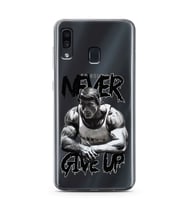 Samsung Galaxy A20/A30 Uyumlu Arnold Fitness Never Give Up Desenli Şeffaf Telefon Kılıfı