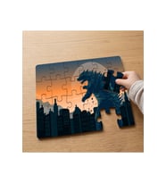 Şehirde Dev Dinozor Tasarımlı 24 Parça Ahşap Çocuk Puzzle