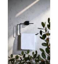 Paslanmaz Siyah Havluluk Banyo Askısı Yapışkanlı