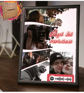 Kişiye Özel 5 Fotoğraflı Spotify Barkodlu Özel Tasarım 21x30cm Fotoğraf Çerçevesi
