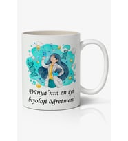 Dünya'nın En İyi Biyoloji Öğretmeni Tasarımlı Kupa Bardak - Öğretmenler Günü Hediyesi (Beyaz)