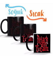 Attack On Titan Font Logo 001 Sihirli Kupa Bardak Porselen
