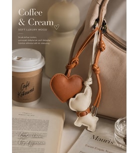 3'Lü Ayıcık & Kalp Charm Deri Çanta Aksesuarı Luxury Bag Charm Anahtarlık Deri Lüx Çanta Süsü
