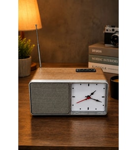 NNS NS-805BT Kahverengi Nostaljik Retro Radyo - Bluetooth Hoparlörlü, Saatli ve Şarjlı Masa Radyosu
