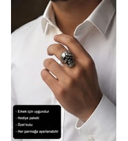 Scorpion Skull Legacy Ring Akrep İşlemeli Kuru Kafa Erkek Yüzüğü