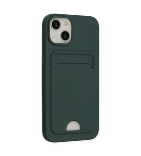 Apple İphone 14 Plus Kılıf Kelvin Kartvizitli Silikon - Koyu Yeşil