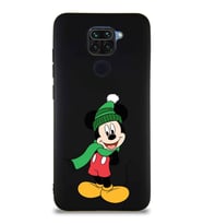 Xiaomi Redmi Note 9 Soft Premier Kapak Mickey Mouse-G Tasarımlı Silikon Kılıf - Siyah (Şeffaf)