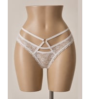 Sugar Vibes Beyaz Beli Şerit Detaylı Önü Cut-Out Ayrıntılı Dantelli Tanga