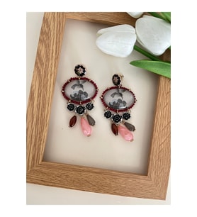 Kadın Bohem Renkli Taşlı Vintage Marka Model Sallantılı Küpe