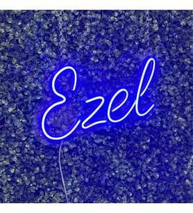 Kişiye Özel Neon LED Yazı 5 Harfli – İsim Yazılı Dekoratif Duvar Işığı (Mavi)