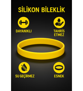 Erkek Kadın Sarı Silikon Bileklik Sevgiliye Hediye Tahriş Yapmaz