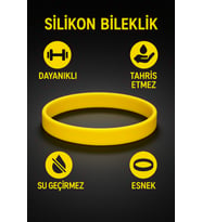 Erkek Kadın Sarı Silikon Bileklik Sevgiliye Hediye Tahriş Yapmaz