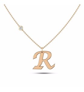 Pırlantalı R harf altın kolye