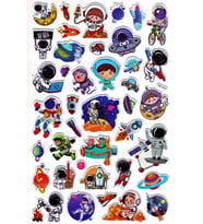 Sticker Kabartmalı Yaldızlı Stiker Çıkartma Etiket (DE612)-16x25 cm- Astronot Space