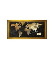 Harita Temalı Kanvas Tablo 50 x 70 cm Gold Çerçeve