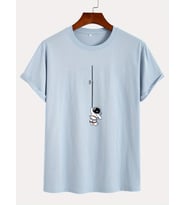 Unisex Mini Astranot Tasarım Basklı Tshirt (Bebe Mavi)