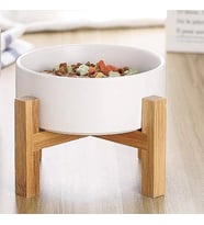 MAtGo Pati Çam Ağacı Kedi Köpek Beslenme Mama ve Su Kabı Seramik Kaseli 500Ml Hacim Kaymaz 1 Adet (Beyaz)