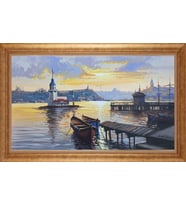 Çerçeveli Paspartulu Manzara Tablo ah1317 (Gold)