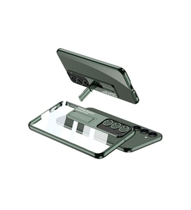 Samsung Galaxy S23 Uyumlu Kılıf Kamera Korumalı Şeffaf Tasarımlı Zore Lego Standlı Kapak