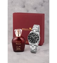 Polo Air Mercek Takvimli Kadın Kol Saati Ve 55 ml Parfüm Bordo Kutsunda Set Gümüş Siyah Renk ST-2188S4