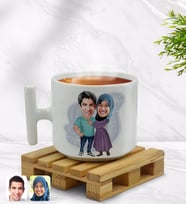 BK Gift Kişiye Özel Sevgililer Karikatürlü T Kulplu Beyaz Middle Kupa Bardak-61