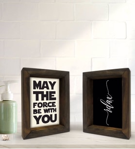 Bk Gift Banyo Dekoratif 2'li Doğal Masif Ahşap Çerçeve 15x20cm-28 (Beyaz)