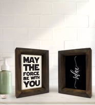 Bk Gift Banyo Dekoratif 2'li Doğal Masif Ahşap Çerçeve 15x20cm-28 (Beyaz)