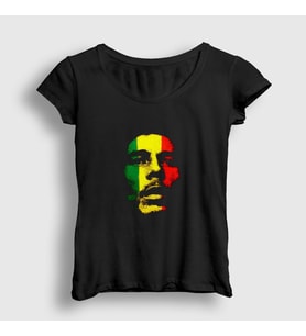 Presmono Kadın Siyah Ethiopia Bob Marley T-Shirt 264802tt