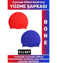 Özel Üretim Su Geçirmez Elastik Yumuşak Yüzücü Havuz Deniz Yüzme Şapkası Silikon Bone 2'Li SET