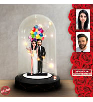 Kişiye özel Sevgili Hediye,sevgililer günü Karikatür Hediyesi, Karikatür hediye, Dekoratif Karikatür ışıklı Fanus , Sevgililer günü Hediyesi FN281