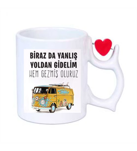 Sevgiliye Dönen Kalp Figürlü Kupa Bardak(İSTENİLEN BASKIYLA)