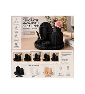 Modern 3D Baskı Dekoratif Masaüstü Organizer, Şık ve Fonksiyonel Tasarım