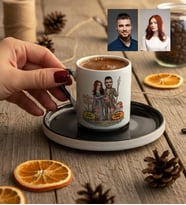 Kişiye Özel Karikatürlü Orta Dünya Sevgililer Türk Kahvesi Fincanı Sevgililer Günü Hediyesi
