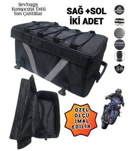 Sevbags Motorsiklet Kompozit Üstü Yan Çantalar Sağ Sol İki Adet (Siyah)