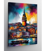 Kanvas Tablo Suluboya Galata Kulesi