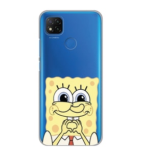 Xiaomi Redmi 9C / 10A Uyumlu Sunger Bob Tasarımlı Şeffaf Telefon Kılıfı