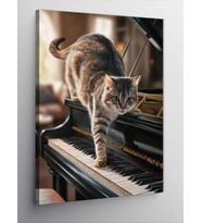 Kanvas Tablo Piyano Ve Kedi