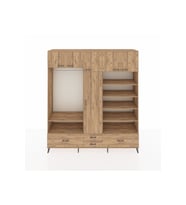 Hyperion Gardrop 18 Raflı 4 Çekmeceli Tek Askılı 220x44x243 Çam-Çam/Çam
