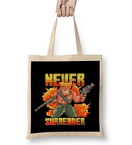 Never Surrender Soldier Pixel Art Bez Çanta Uzun Saplı