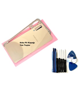 Tkgz Samsung Galaxy A7 A750 (2018) FULL KASA Arka Pil Batarya Kapağı (TAMİR SETİ) GOLD