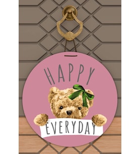 Modern Kapı Süsü Pembe Zemin Happy Everyday Dış Mekan Kapı Süsü