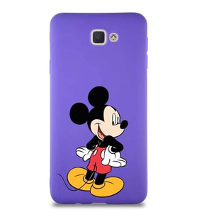 Samsung Galaxy J7 Prime Soft Premier Kapak Mickey Mouse-D Tasarımlı Silikon Kılıf - Mor (Şeffaf)