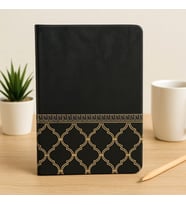 Kişiye Özel Siyah Desenli Çizgili Deri Defter