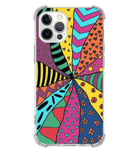 PrintiFy Apple iPhone 12 Pro Uyumlu Retro Color 4 Baskılı Şeffaf Köşe Korumalı Antişok Kılıf
