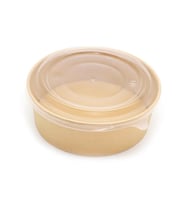 Omeyva Yuvarlak Şeffaf Kapaklı Kağıt Karton Kraft Salata Yemek Kabı Kase- 20 Oz - 590 Ml. - 30 Adet
