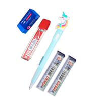 Işıklı Unicorn Uçlu Kalem Seti Mavi 0.7 mm 1 Paket Unicorn Başlıklı Versatil Kalem Süslü Silikonlu Hediyelik Kalem