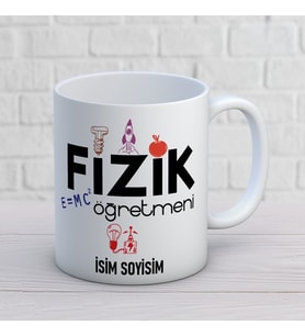 Kişiye Özel Fizik Öğretmeni Baskılı Kupa, E=mc² Bilim Temalı İsimli Öğretmenler Günü Hediyesi